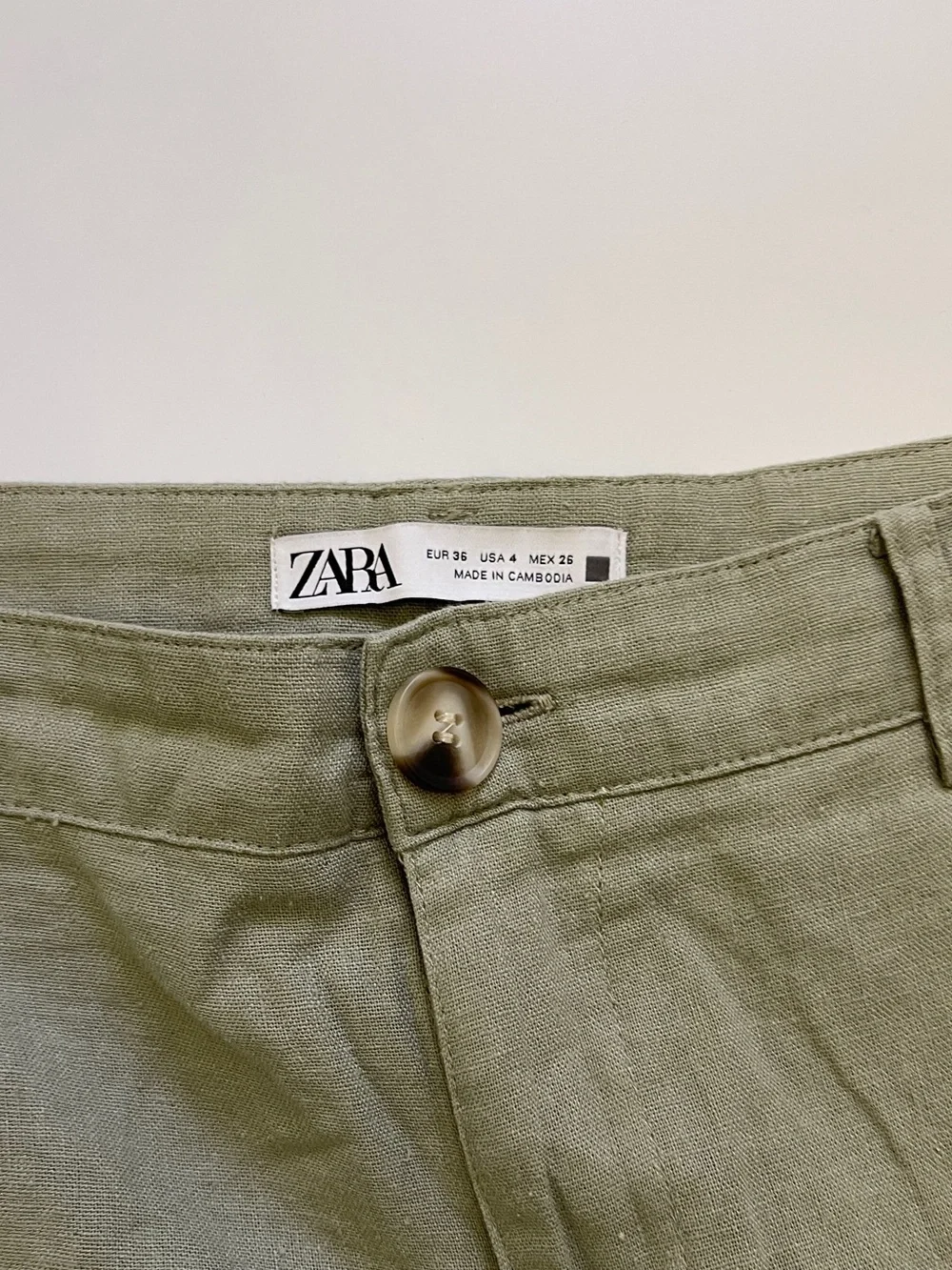 Zara Olive Green Linen Blend Pants Size 4